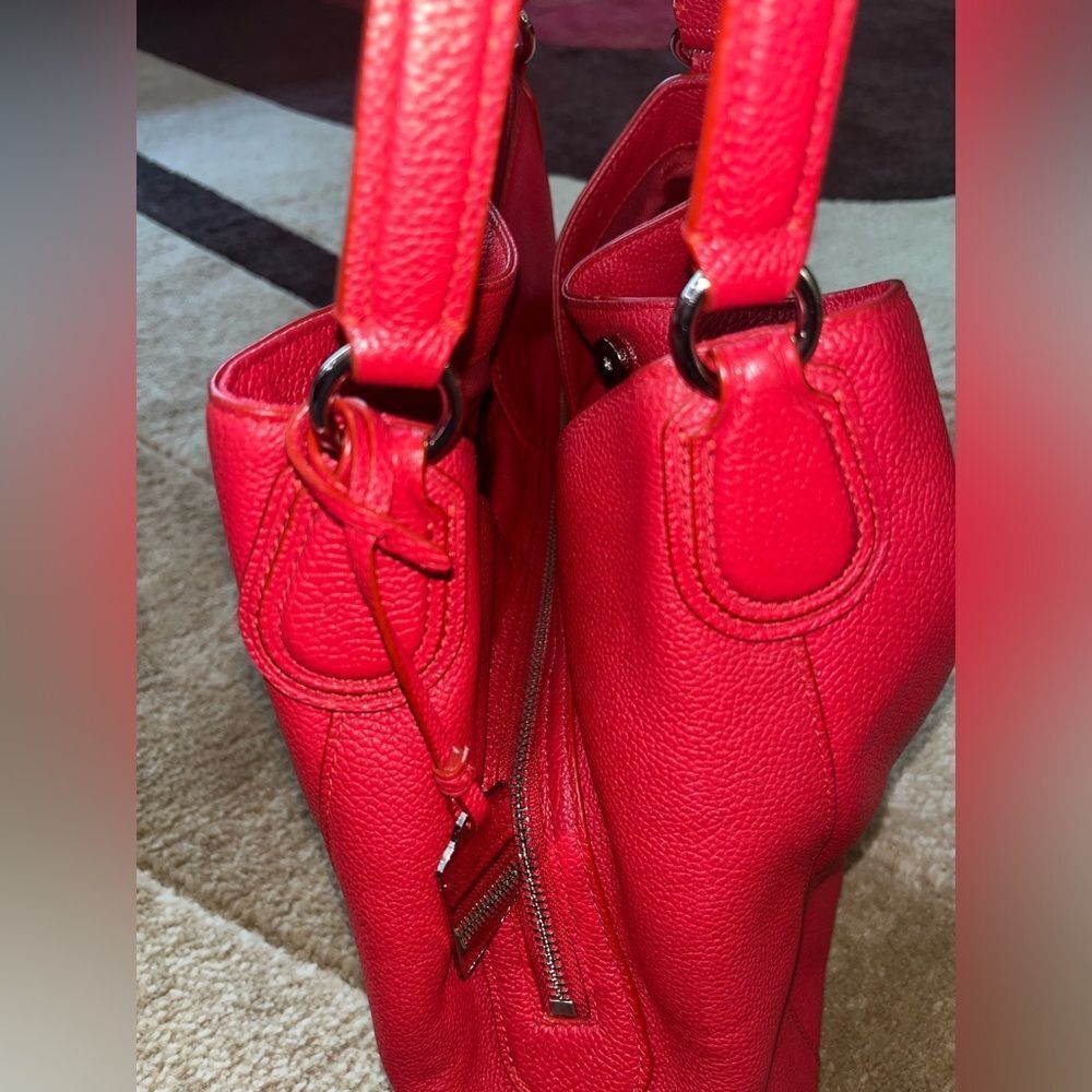 💯 Authentic COACH Hallie Pebbled Leather Shoulder Bag - Red - Picture 4 of 16